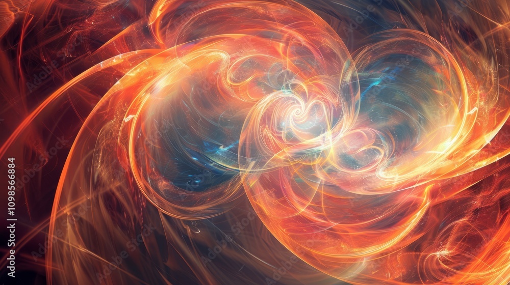 Poster dynamic conceptual background with swirling patterns and abstract shapes, representing the energy an