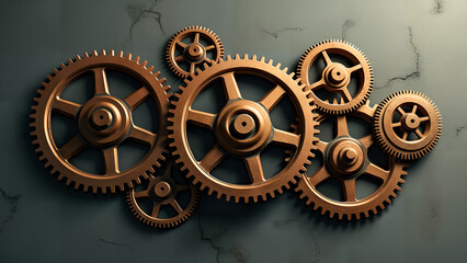 Intricate Overhead View of Intertwined Gears