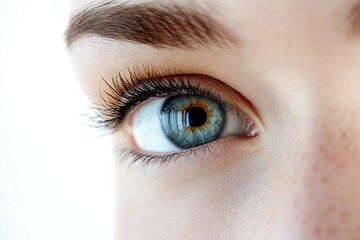 Fototapeta premium A detailed shot of a person's blue eye, highlighting the color and texture