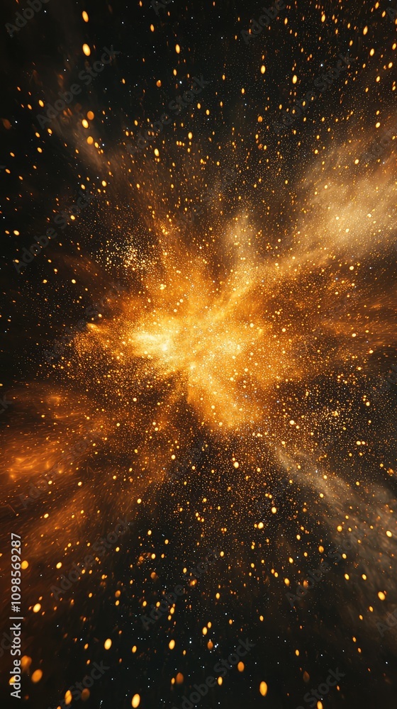 Poster stunning cosmic particles creating a galaxy effect with vibrant stars and dynamic light in a beautif