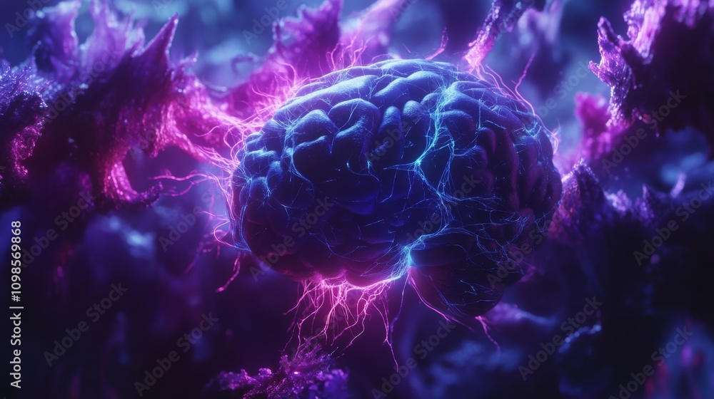 Poster abstract brain art: exploring neural pathways