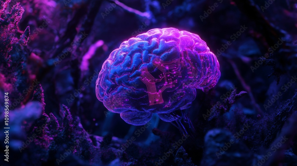 Poster digital brain art: exploring the intricate network of the mind