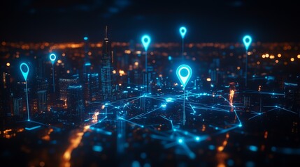 Obraz premium Global City Network - Futuristic Technology