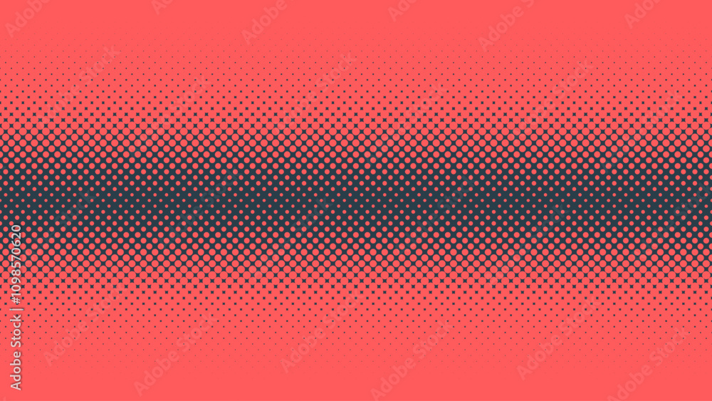 Poster inverted dots halftone pattern straight line border vector red black abstract background. half tone 
