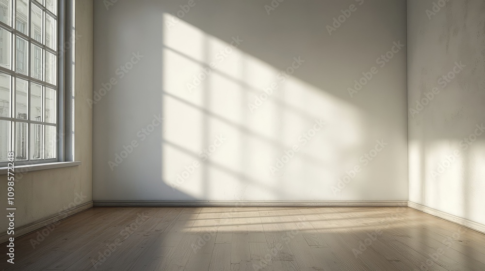 Poster minimalistic photography studio with plain backdrop and natural light, ideal for portraits and creat