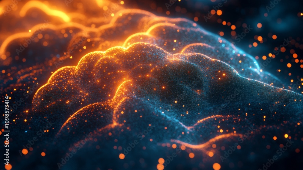 Poster abstract particle wave art