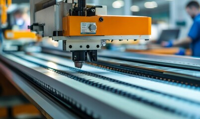 Industrial inkjet printer in operation.