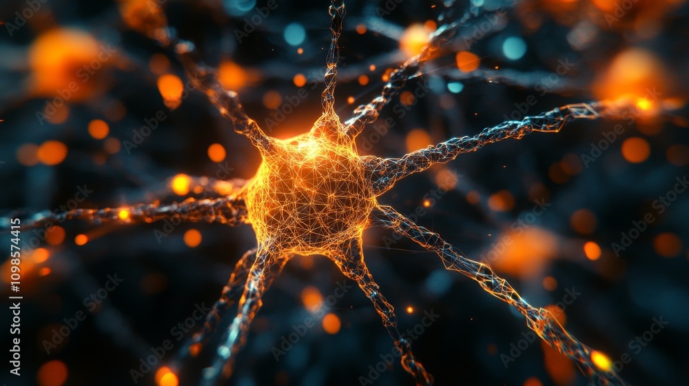 Poster intricate neuron structure in 3d