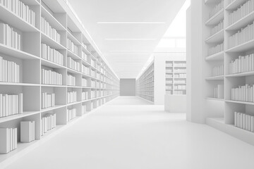 Obraz premium Minimalistisches modernes Bibliotheksinterieur