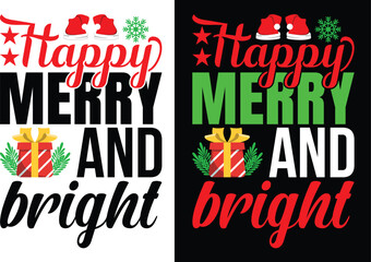 Print happy merry and bright t shirt design