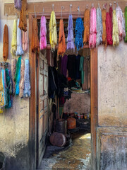 Moroccan Markets: Souks with weaving materials for sale