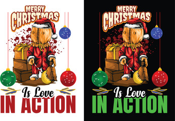 Print merry Christmas is love in action t shirt design