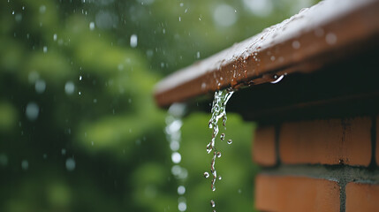 Clogged Gutters Overflowing with Water | Home Maintenance Issue with Blocked Rainwater Drainage | Preventing Water Damage from Gutter Clogs and Overflow