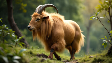 Fototapeta premium Golden Takin in Its Natural Habitat