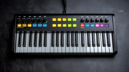 Creative music production session home studio digital art modern workspace top view sound design techniques