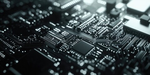 Fototapeta premium A detailed view of a computer's motherboard components