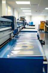 Fototapeta premium Large industrial printer processing prints.