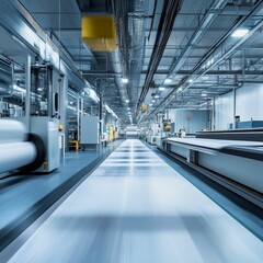 Obraz premium Industrial paper production line; large factory.