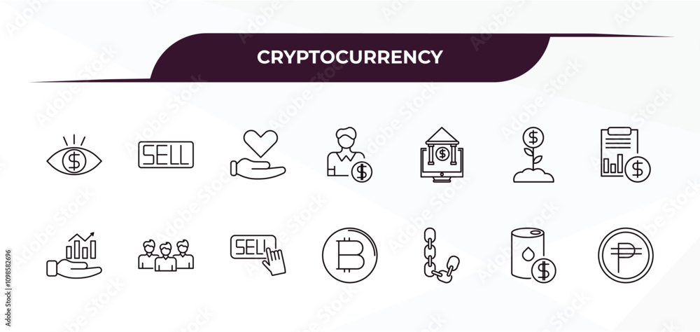 Poster fully editable outline icon collection from cryptocurrency concept. thin line icons set such as gree