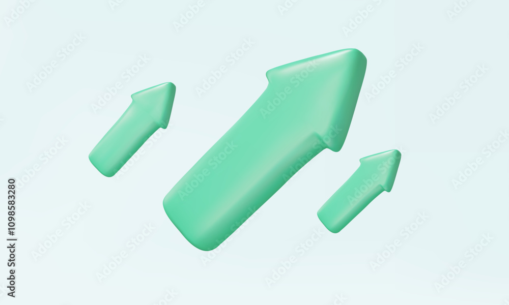 Aufkleber green arrow data analytics 3d vector icon growth statistics finance business chart graph optimizatio