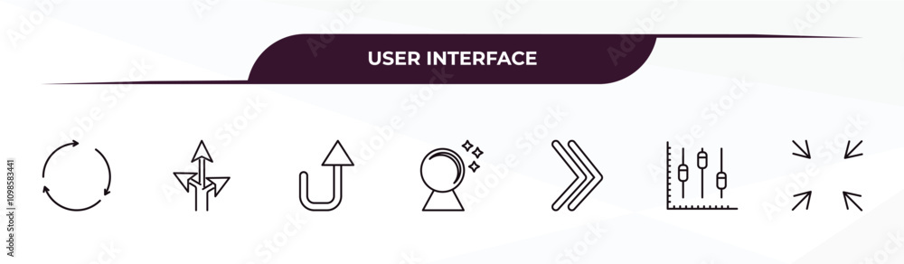 Aufkleber fully editable outline icon collection from user interface concept. thin line icons set such as rota