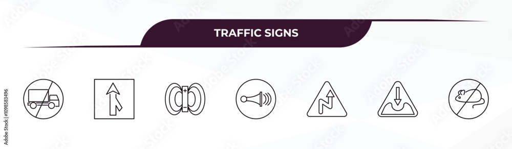 Poster fully editable outline icon collection from traffic signs concept. thin line icons set such as no tr