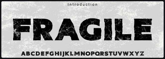 Bold rough sans serif typeface. Alphabet vector font with crack texture