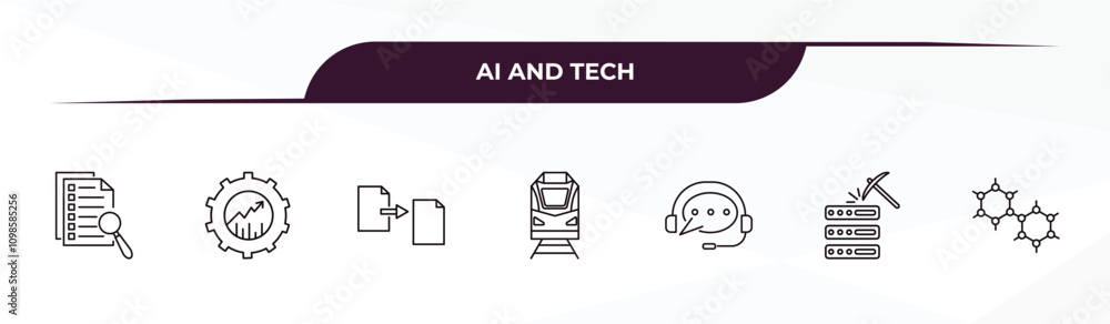 Poster fully editable outline icon collection from ai and tech concept. thin line icons set such as evaluat