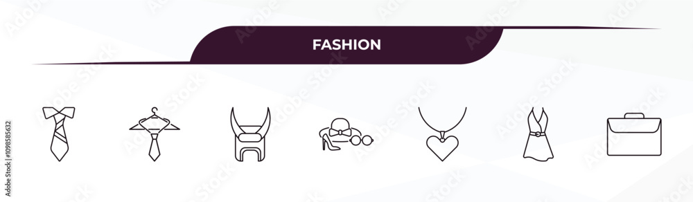 Poster fully editable outline icon collection from fashion concept. thin line icons set such as stripped ti