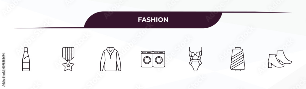 Poster fully editable outline icon collection from fashion concept. thin line icons set such as sparkling w