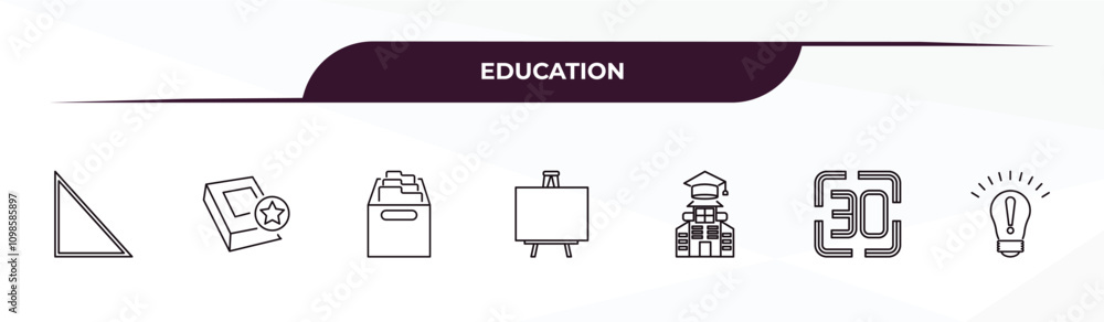 Poster fully editable outline icon collection from education concept. thin line icons set such as right tri