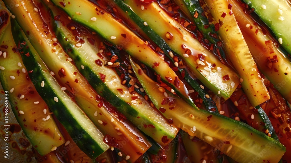 Poster freshly sliced cucumbers served on a plate, perfect for snacking or as part of a salad