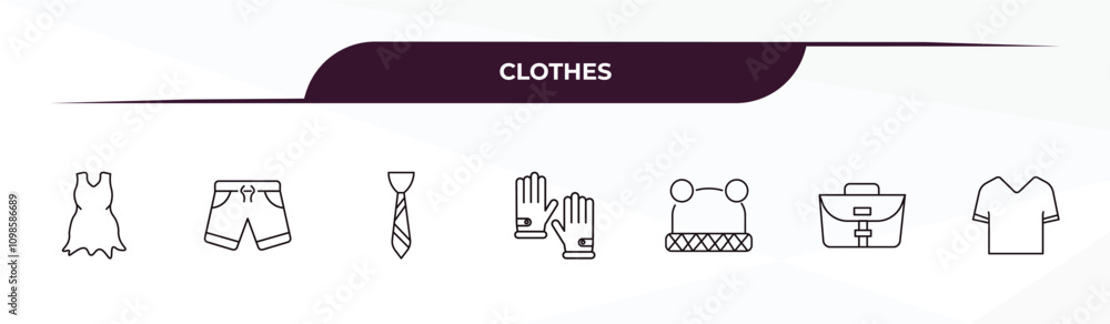 Poster fully editable outline icon collection from clothes concept. thin line icons set such as chiffon dre
