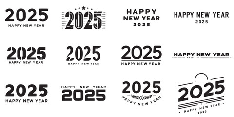 Obraz premium 2025 New Year silhouette icon set
