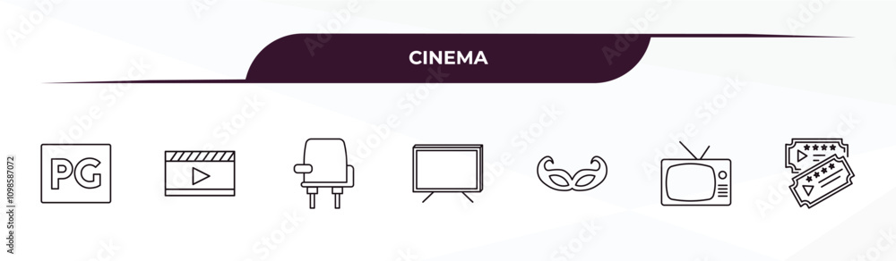 Poster fully editable outline icon collection from cinema concept. thin line icons set such as parental gui
