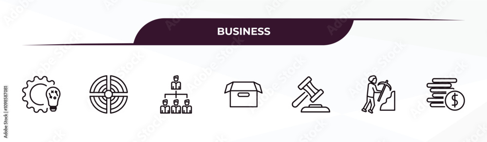 Poster fully editable outline icon collection from business concept. thin line icons set such as strategic,