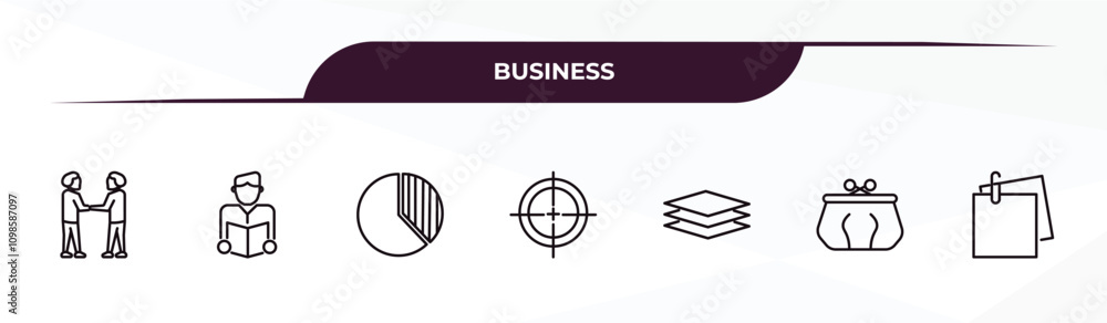 Poster fully editable outline icon collection from business concept. thin line icons set such as men shakin
