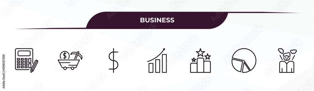 Poster fully editable outline icon collection from business concept. thin line icons set such as maths tool