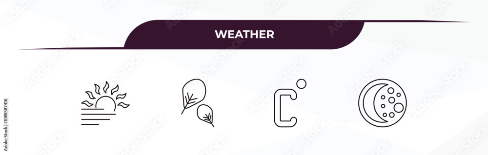 Aufkleber fully editable outline icon collection from weather concept. thin line icons set such as foggy day, 