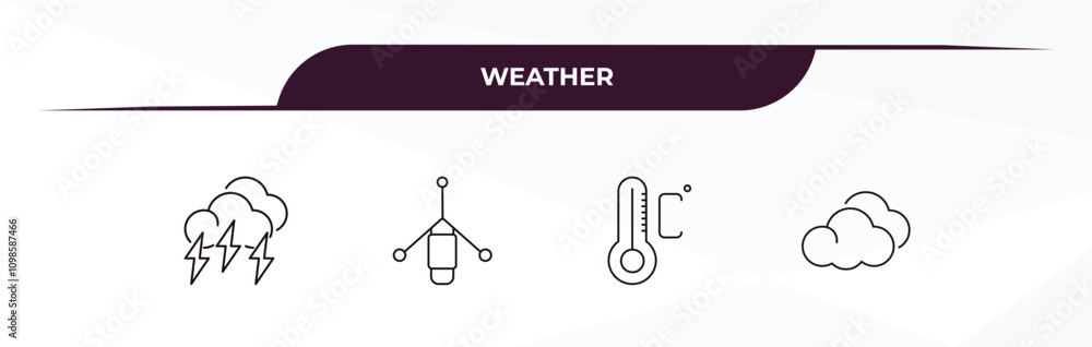 Poster fully editable outline icon collection from weather concept. thin line icons set such as stormy, ane