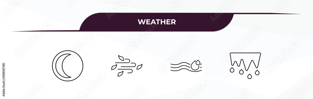 Poster fully editable outline icon collection from weather concept. thin line icons set such as first quart