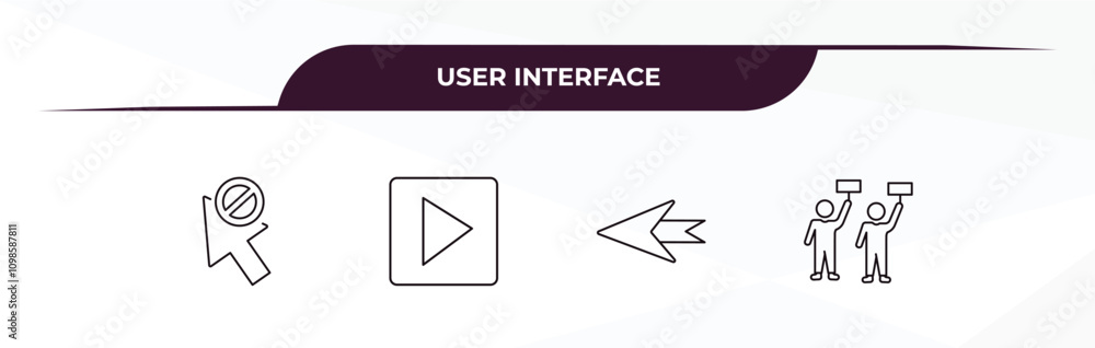 Poster fully editable outline icon collection from user interface concept. thin line icons set such as forb