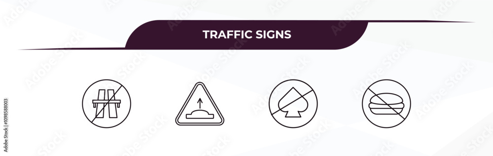 Aufkleber fully editable outline icon collection from traffic signs concept. thin line icons set such as end m