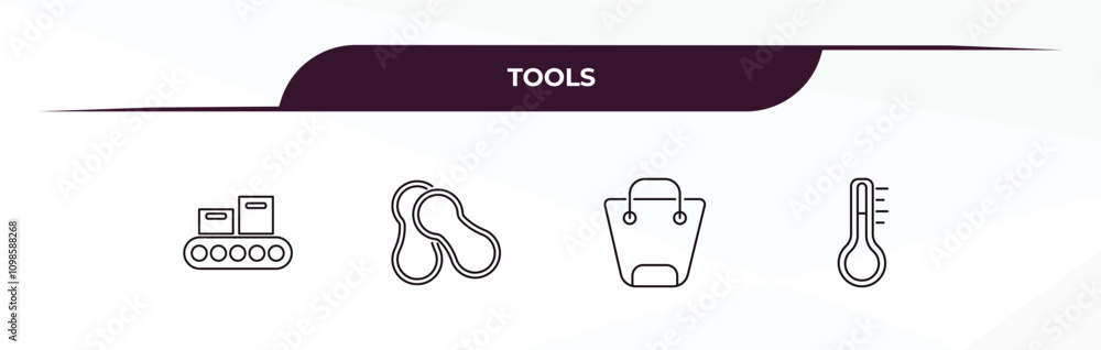 Poster fully editable outline icon collection from tools concept. thin line icons set such as packing hine,