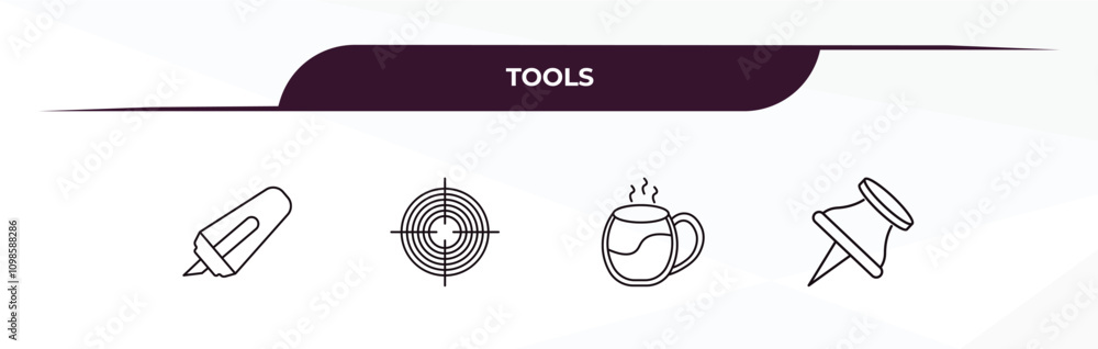 Poster fully editable outline icon collection from tools concept. thin line icons set such as highlight, ta