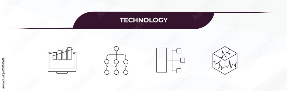 Aufkleber fully editable outline icon collection from technology concept. thin line icons set such as growth h