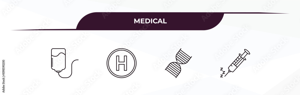 Poster fully editable outline icon collection from medical concept. thin line icons set such as perfusion, 