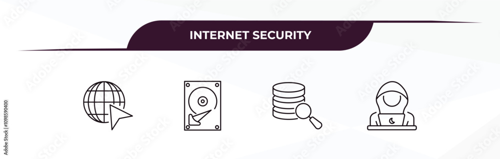 Poster fully editable outline icon collection from internet security concept. thin line icons set such as i