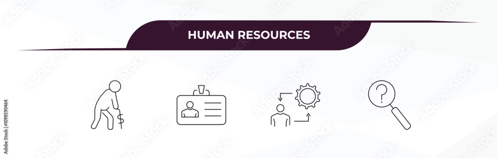 Poster fully editable outline icon collection from human resources concept. thin line icons set such as pen