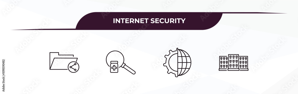 Poster fully editable outline icon collection from internet security concept. thin line icons set such as f
